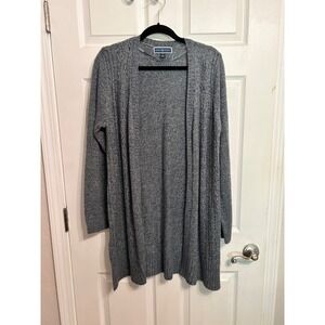 Karen Scott womens Large Cardigan wrap long sleeve open sweater gray